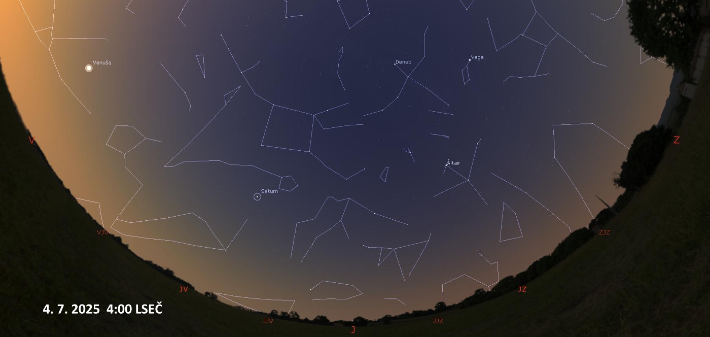 Zdroj: Stellarium Mapa rannej oblohy na aktuálny týždeň.
