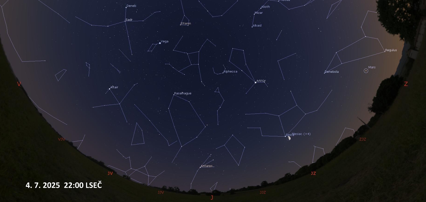 Zdroj: Stellarium Mapa večernej oblohy na aktuálny týždeň.