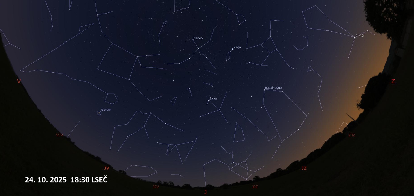 Zdroj: Stellarium Mapa večernej oblohy na aktuálny týždeň.